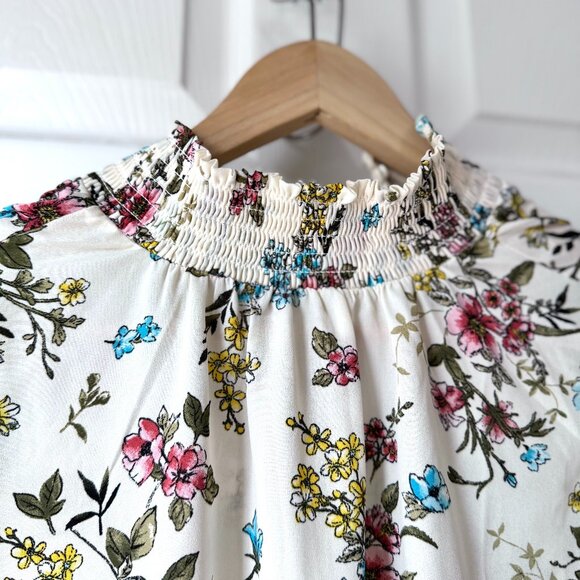 Shinestar Mock Neck Floral Cropped Blouse XL EUC - Picture 3 of 7